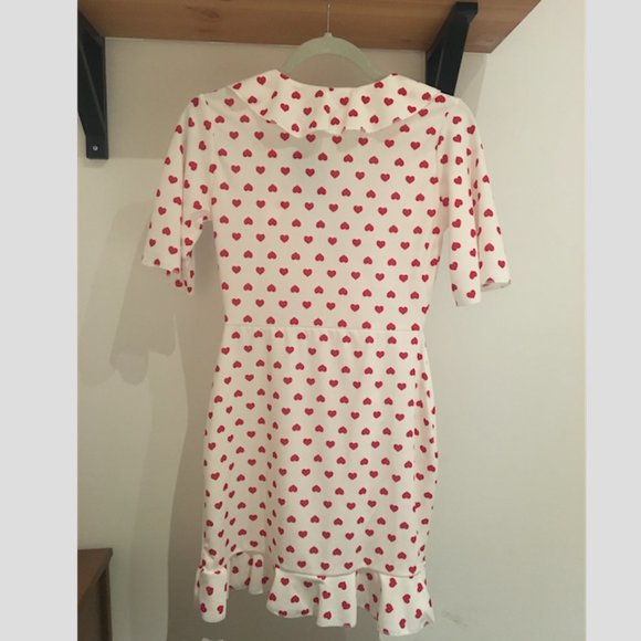 PrettyLittleThing Heart Print Frill Dress sz 4 - Picture 5 of 6